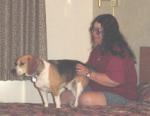 Relish gets some "rear skritchies" from Brenda